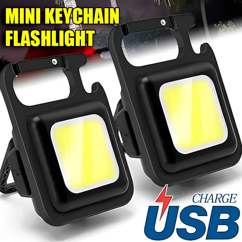 Super Bright 1500LM Work Light COB 500mah LED Flashlight Pocket Keychain USB Rechargeable Waterproof For Outdoor Camping