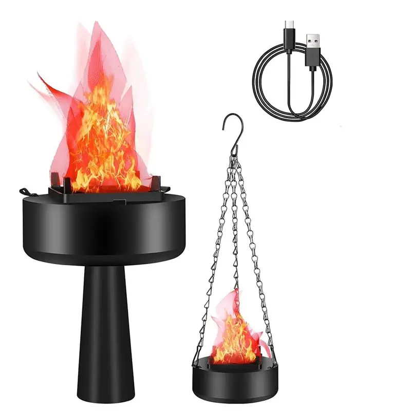 Portable USB Rechargeable 3D Fake Fire Electric Light, Fake Campfire, Electric Flame Lamp
