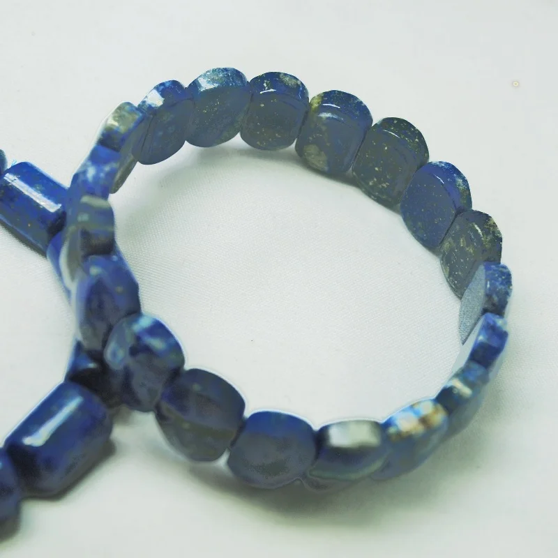 1PC MEN BRACELETS NATURAL LAPIS LAZULI STONE MATERILA DRUM SHAPE ELASTIC WIRE  FASHION JEWELRY