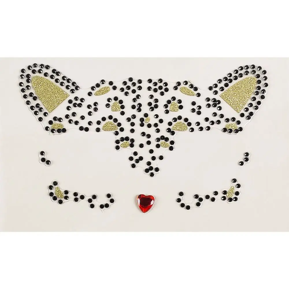 آمنة الاكريليك الماس القط الوجه الوشم طويلة الأمد المؤقتة وهمية القط الوجه ملصقات للماء DIY ملصقات الوشم الفتيات