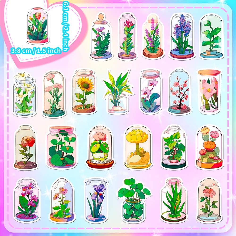 10/30/50pcs Cute Bottle Plant Flowers Aesthetic Cartoon Stickers Decal Laptop Notebook Phone Suitcase Decoration Sticker Kid Toy