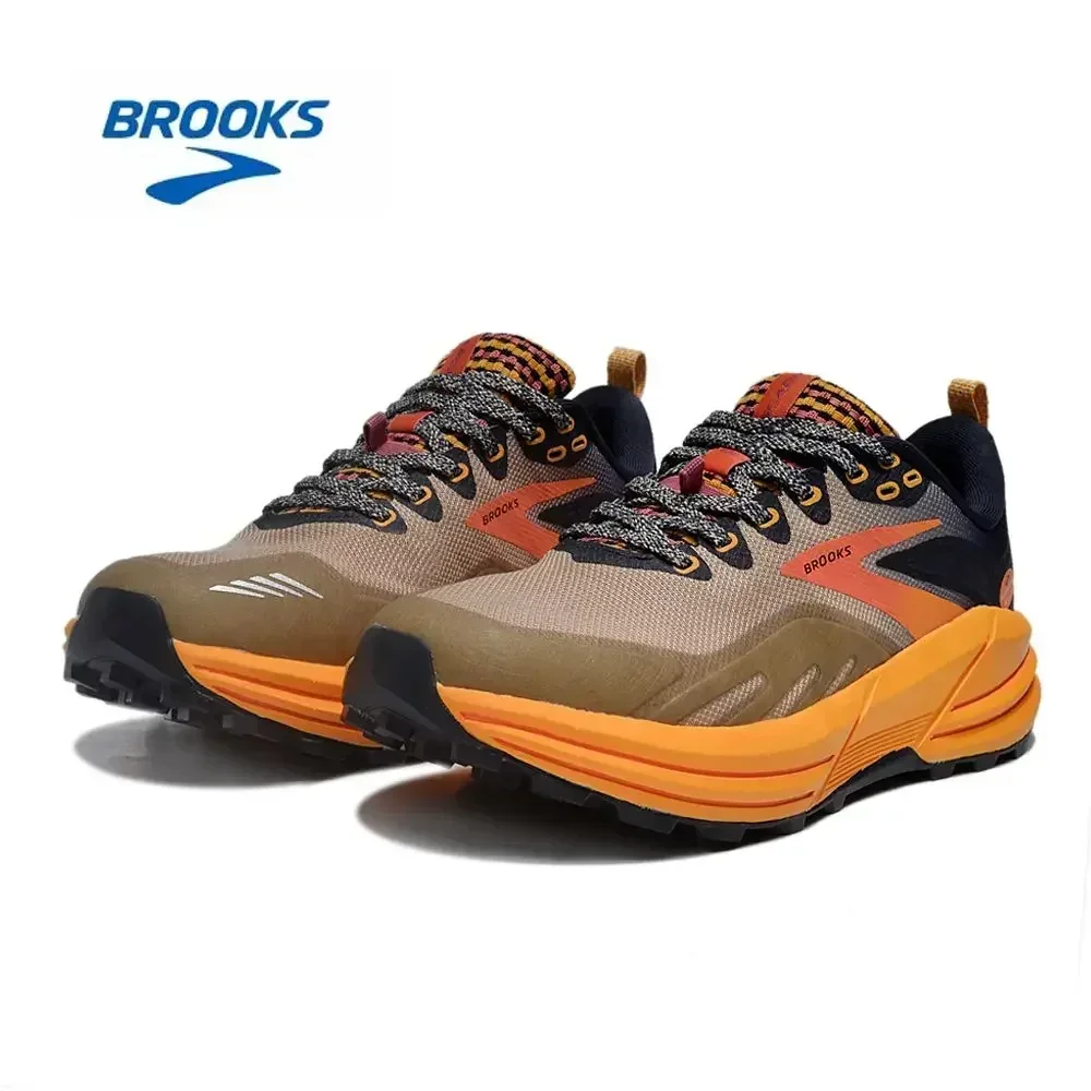 BROOKS Cascadia 16 Running Shoes Orange Deep Blue Purple Brown Men Women Long-Distance Road Sport Training Casual Sneakers