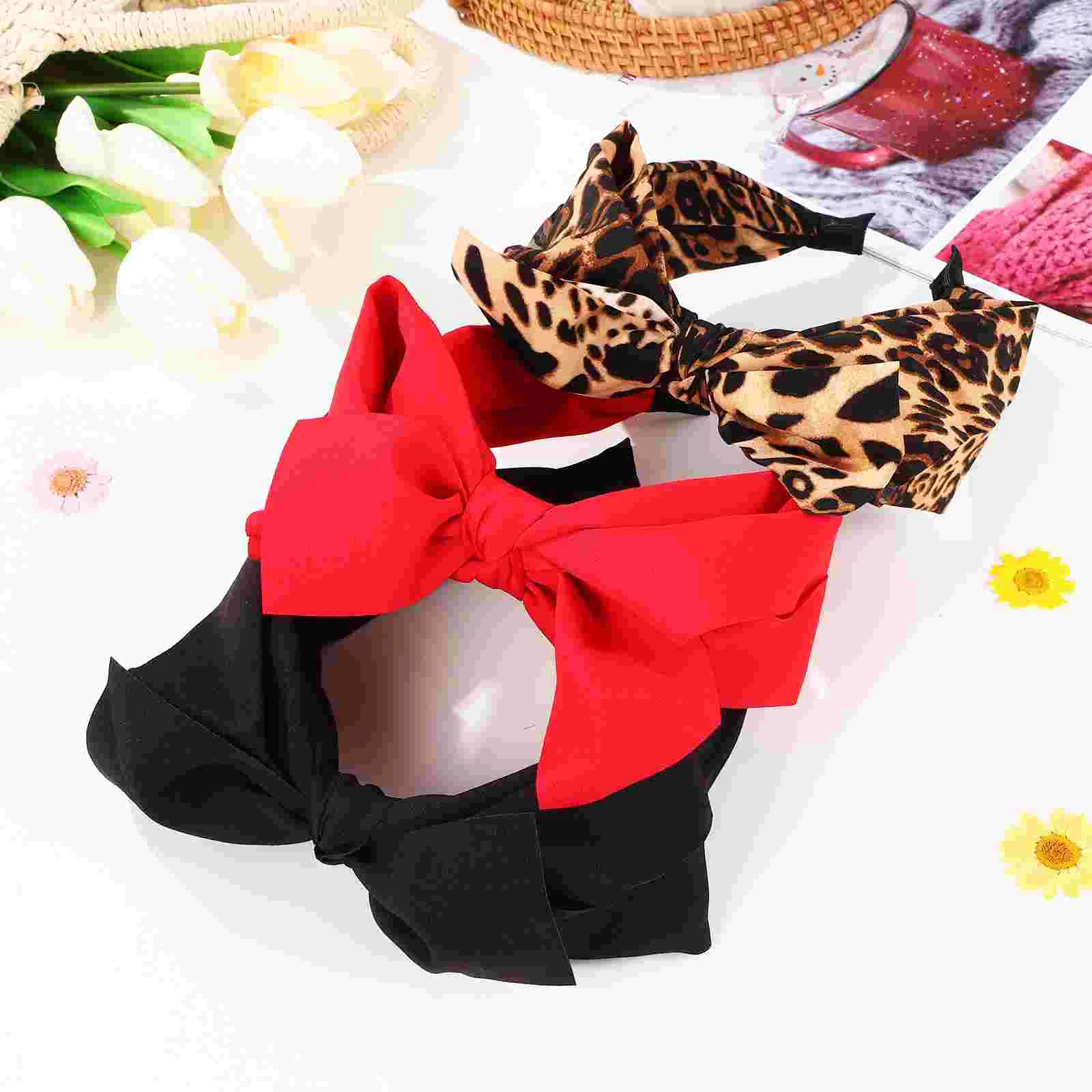 3 Pcs Bow Headband Bowknot Hairbands Stage Performance Delicate Elastic Plastic Costume Headdress