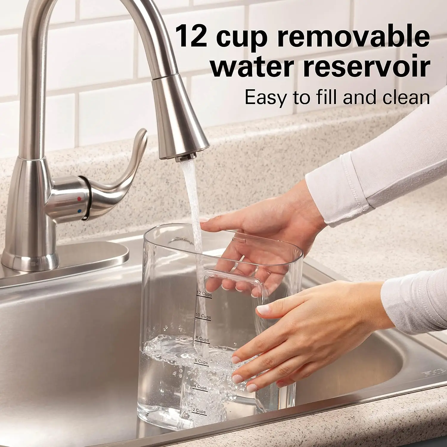 Caffettiera a goccia con erogazione programmabile a una pressione con pentola interna da 12 tazze, serbatoio dell'acqua rimovibile, nera di prossima generazione (47