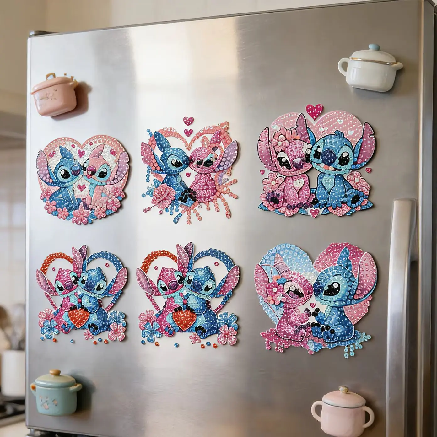 

Disney Lilo & Stitch Angel Diamond Art Refrigerator Magnet DIY Diamond Painting Magnet for Home Decoration Cartoon