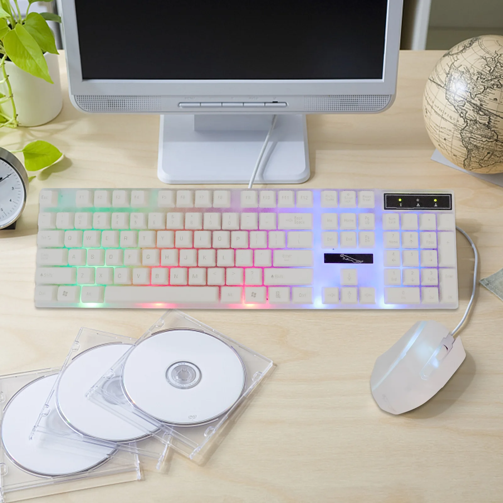 

Игровая клавиатура и мышь, проводная USB, механическая, крутая, со светодиодной подсветкой, эргономичная, водонепроницаемая, регулируемая подставка S-образной формы, дизайн для ночи