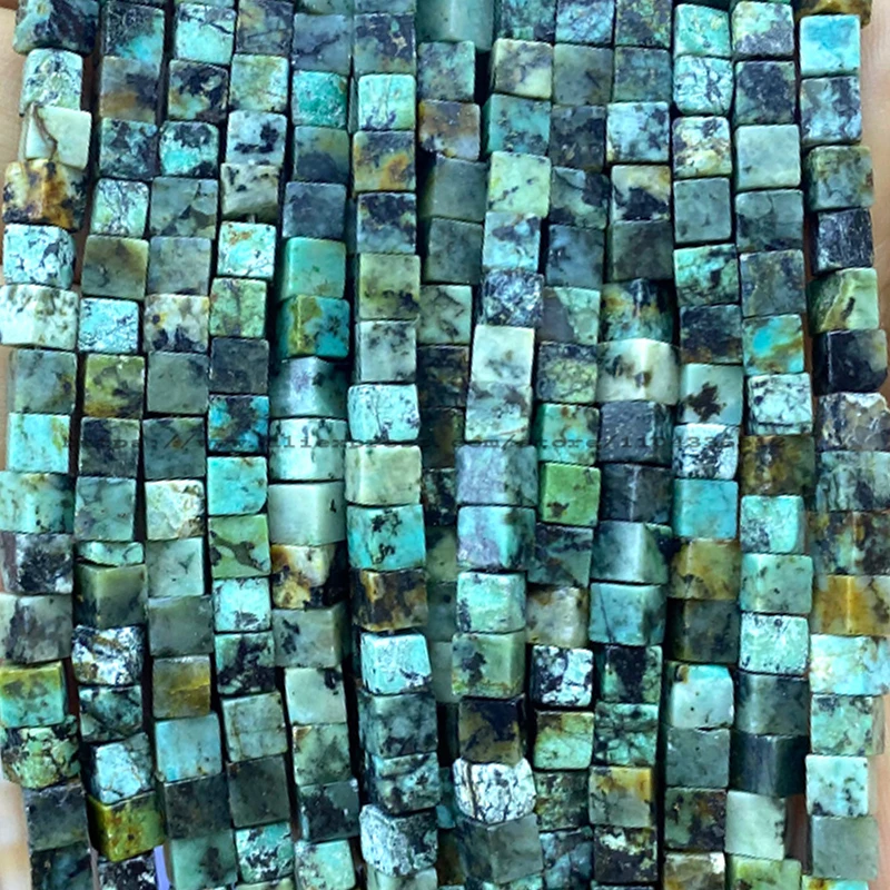 Square 4x4mm Natural Stone Turquoise Jasper Onyx Labradorite Loose Spacer Beads for Jewelry Make Diy Bracelet Charms Accessories