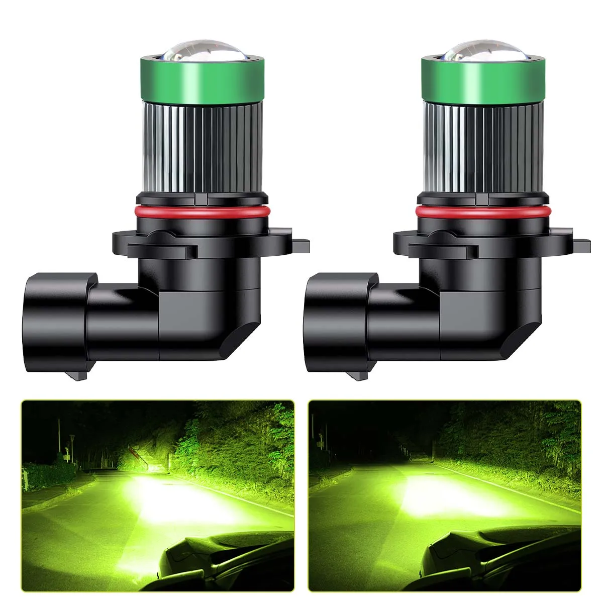 Super Bright LED Headlight Bulbs 9005 HB3 9006 HB4 H7 H8  H11 LED Fog Lamp Bulbs in 12V Green Lemon  for Car Light Retrofit 5202