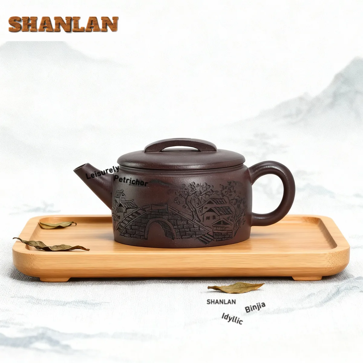 

160ml Authentic Yixing Purple Clay Big Caliber Teapots Hand-carved Landscape Pot Raw Ore Purple Eggplant Mud Kettle Zisha Teaset