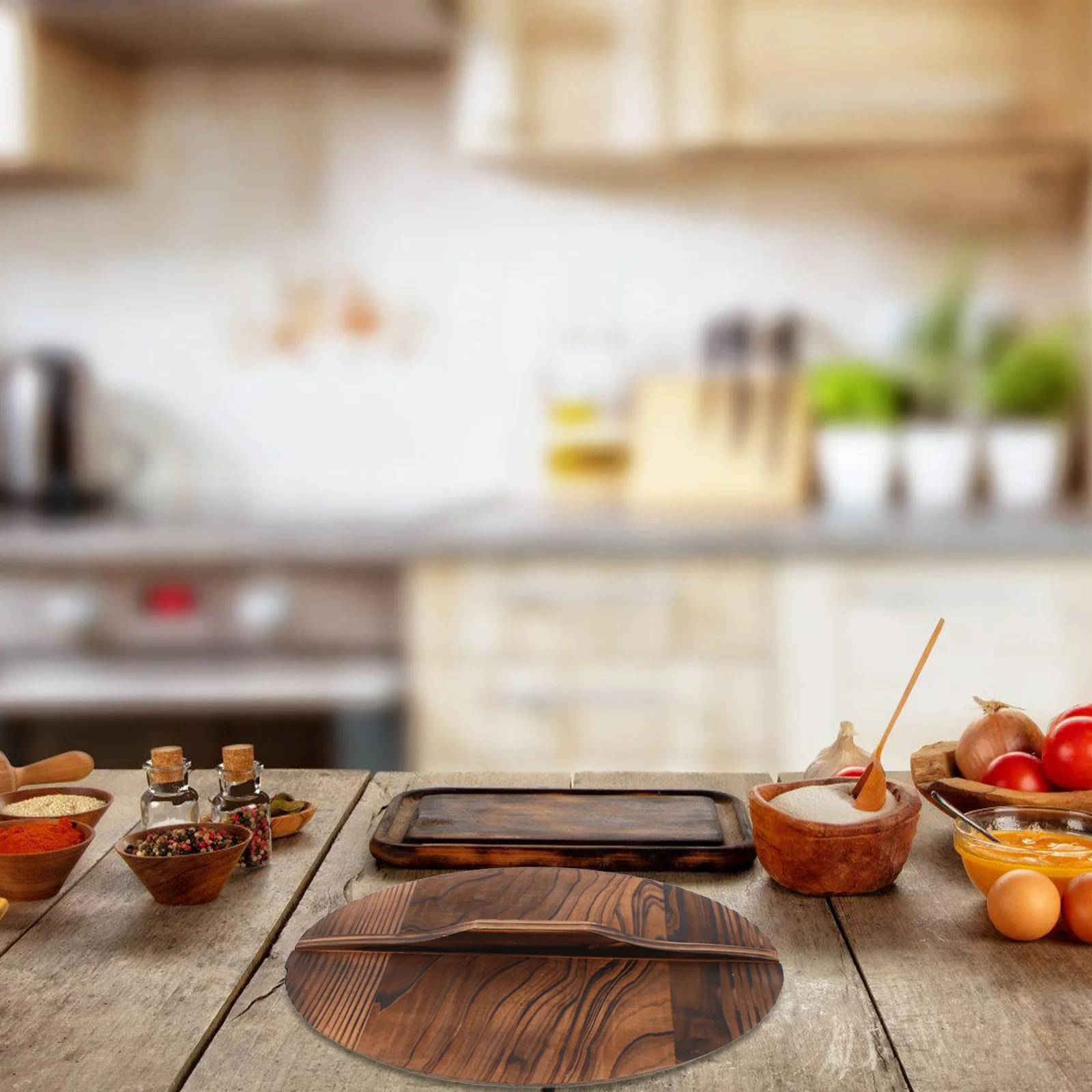 

Wooden Wok Lid Natural Wood Pan Cover Anti Oil Splash Heat Insulation Kitchen Wok Protector Anti Overflow Pot Cover Cooking Tool
