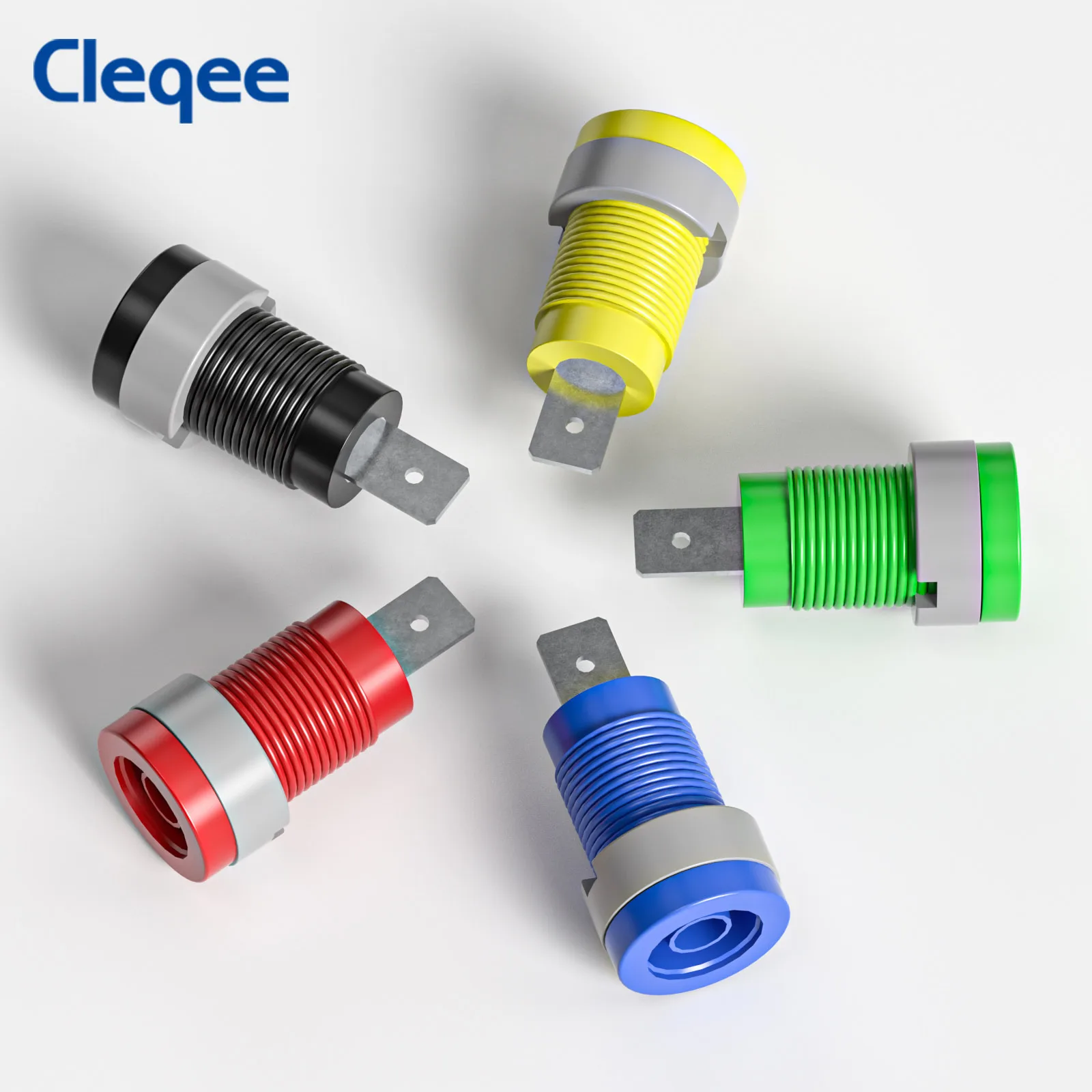Cleqee P40018A 4mm Banana Female Jack Panel Mount Socket Binding Post Adapters Ten Colors for 4mm Banana Plug Connectors