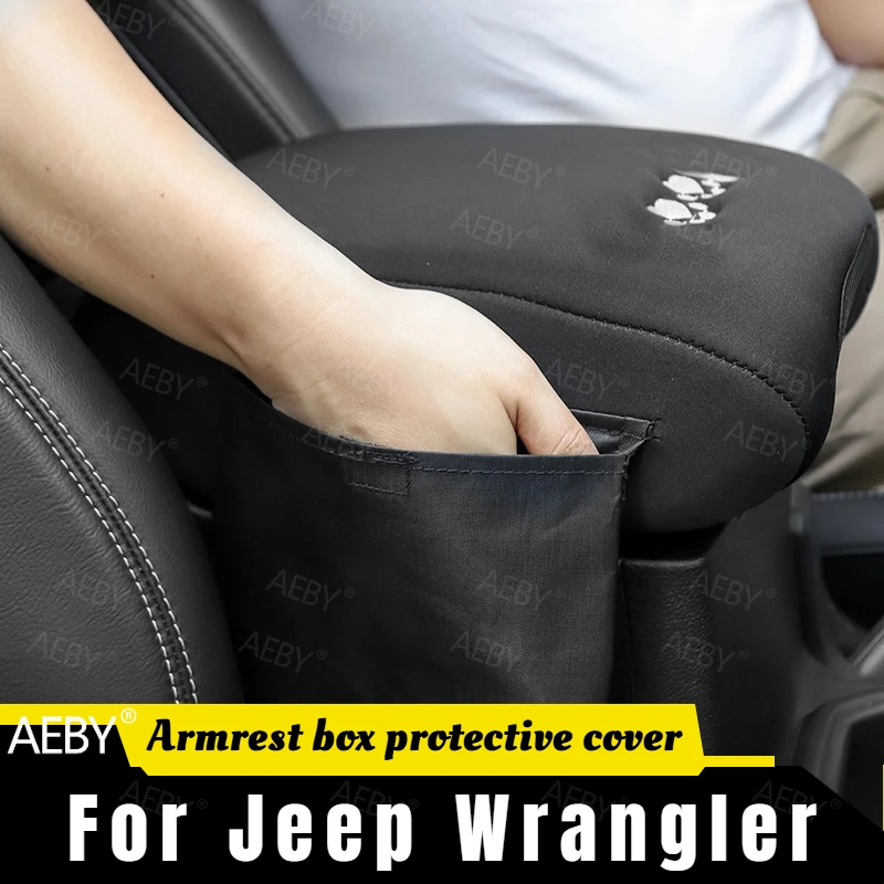 

For Jeep Wrangler 2018 Storage bag storage box armrest box protective cover,Anti-scratch,Center console armrest pad,Accessories