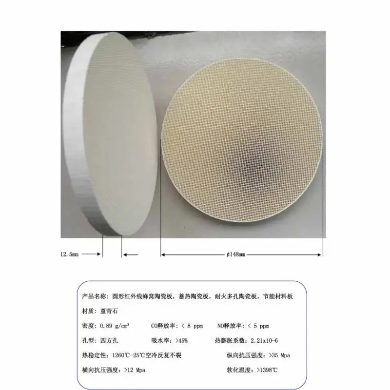 1Pcs 150mm Round Infrared Honeycomb Ceramic Plate, Heat Storage Plate, Refractory Porous Plate, Energy-saving Material Plate