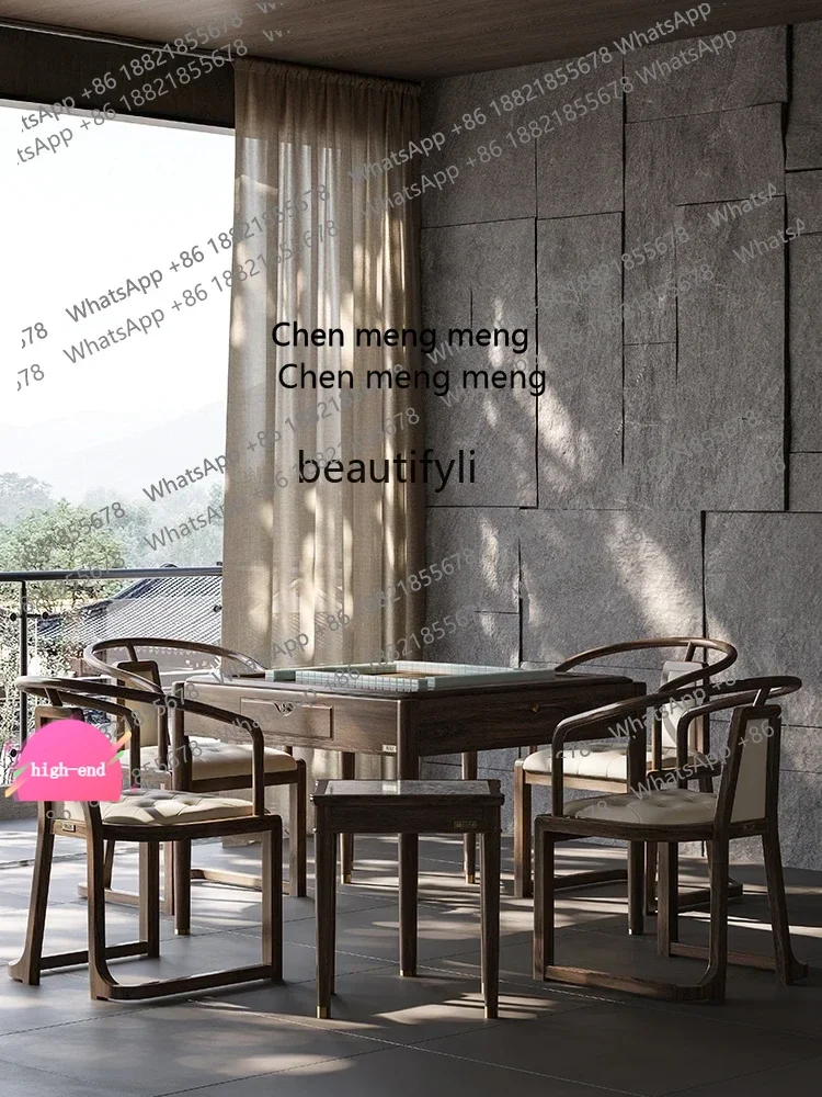 

New Chinese Style Nanmu Mahjong Table Dining Table Dual-Use utomatic Home High-End Bass Mahjong Machine AB