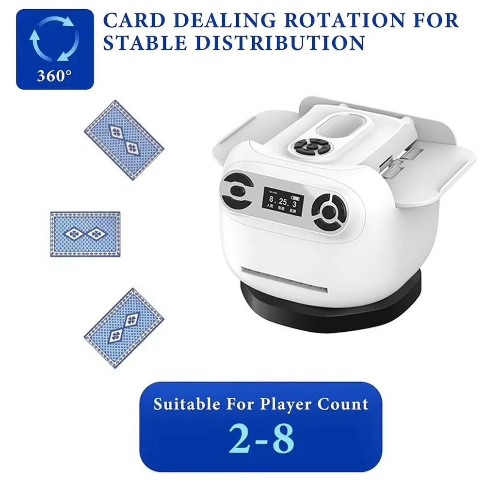 جهاز لعبة البوكر للحفلات 2 في 1 أداة تجميع أوراق اللعب 360 درجة ° آلة توزيع شفل البطاقات الأوتوماتيكية الدوارة #4