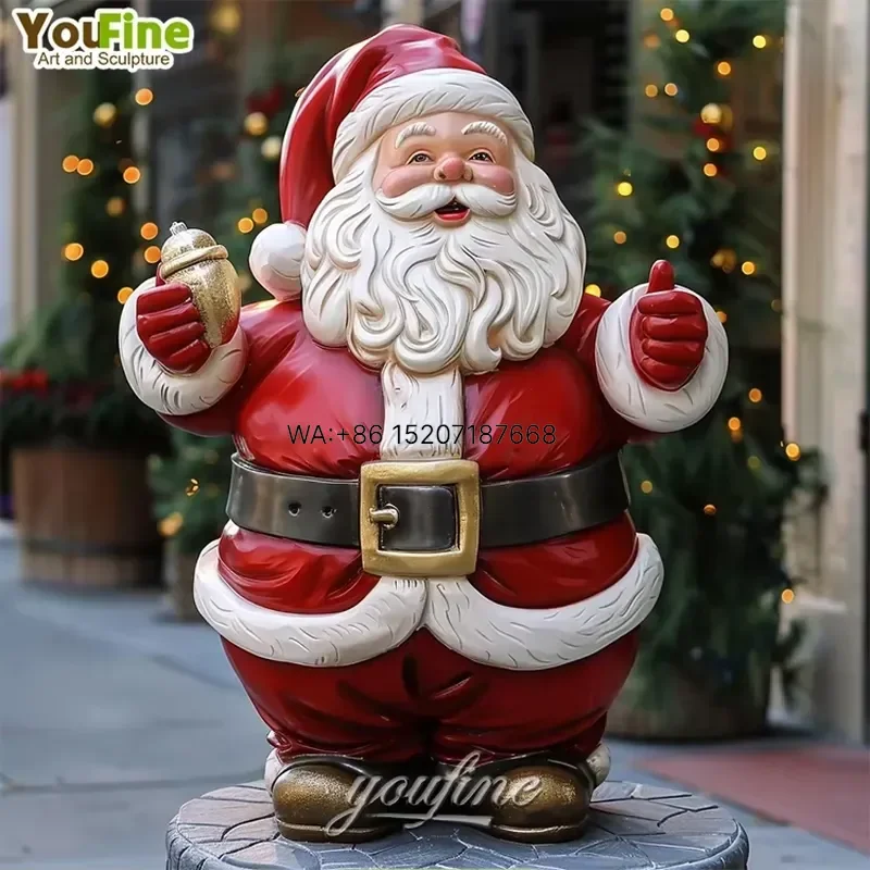 Wmwmnu Life Size Santa Claus Sending Gift Fiberglass Sculpture for Christmas Decoration Outdoor Indoor Holiday Display