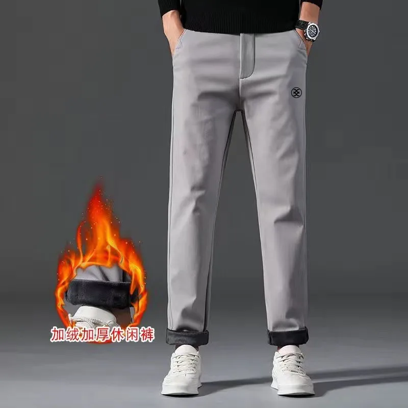 

size 40 Winter Men's Golf Pants Sports Cargo Pant Straight-leg Pants Elastic Cotton Villus Thicken Warm Man's Golf Trousers 골프웨어