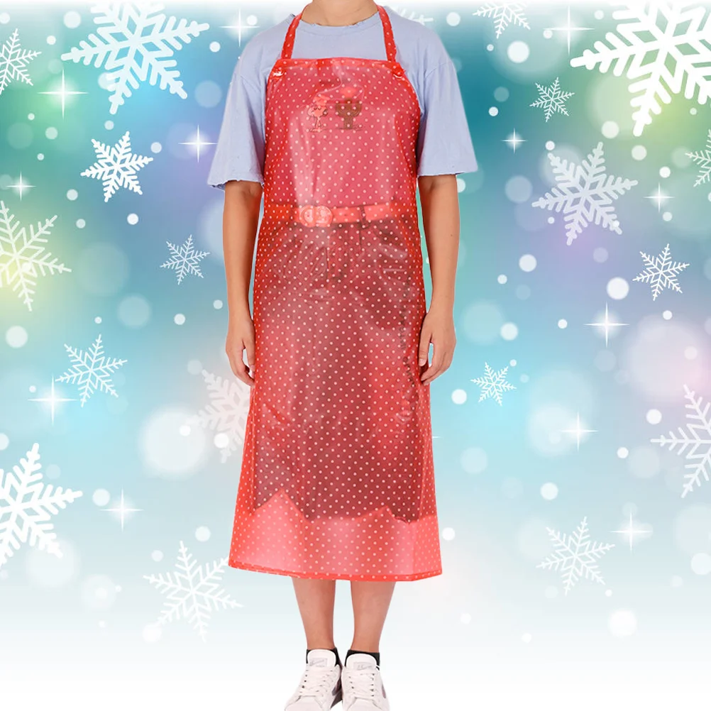 

1pc Oil-proof Apron Sleeveless Waterproof Save-all Transparent PVC Apron Cooking Supply Red