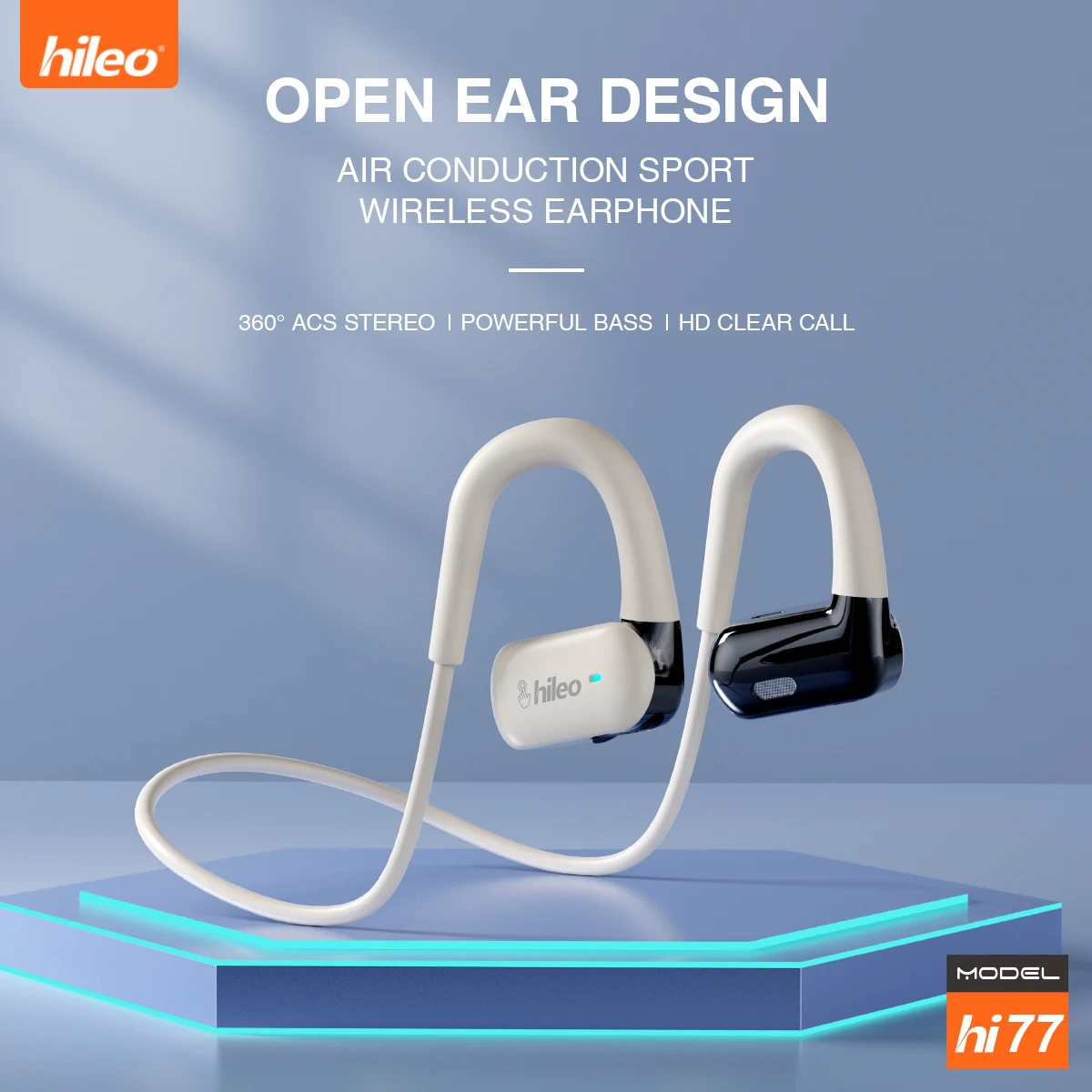 HiLeo Hi77 Earhook Sports Bluetooth Earphones Air Conduction Two Ear Wireless Earbuds High Fidelity Sound Quality Touch Button