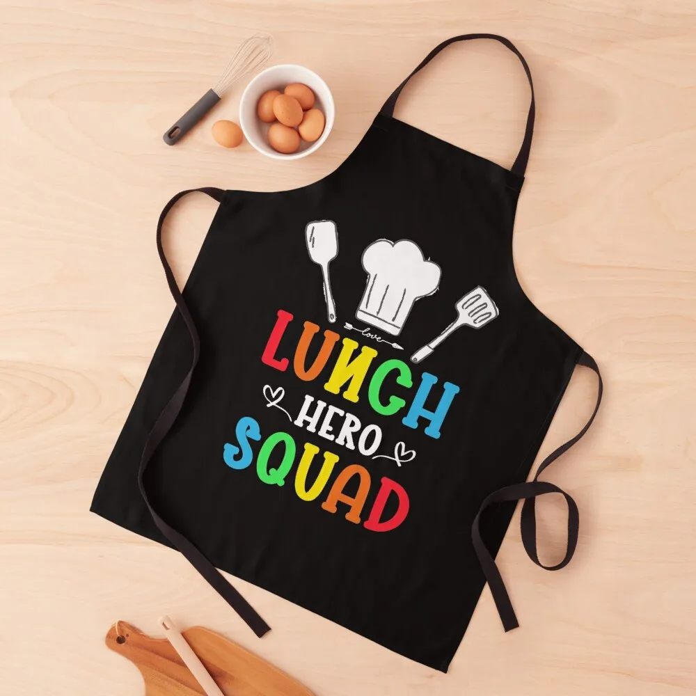 

School Lunch Lady Hero Squad Funny Cafeteria Workers Gifts Apron Kitchen Utensils Art Apron