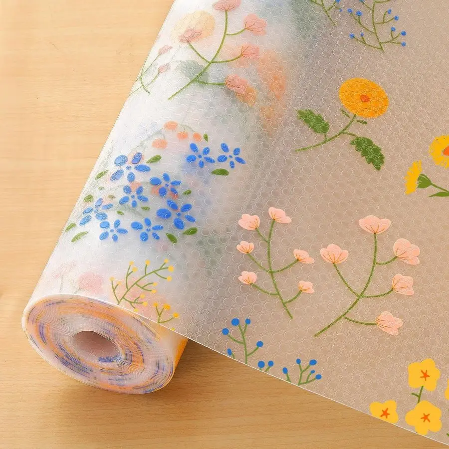 

Вкладыши для полок кухонных шкафов, нелипкие, с цветочным узором, водонепроницаемые, прочные, легко моются, для холодильника, полок