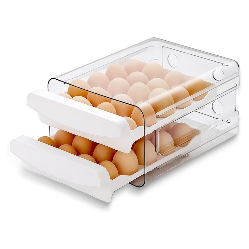 

Egg Container For Refrigerator, 40 Grid/2 Layer Egg Holder For Refrigerator, Egg Drawer For Refrigerator, Egg Fresh Box