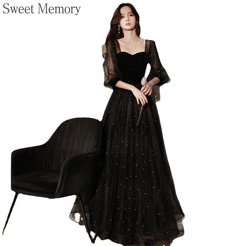 O109 Sweet Memory Black Evening Dresses Long Luxury 2025 Party Gown Homcomeing Birthday Fashion Women Special Occasion Dress