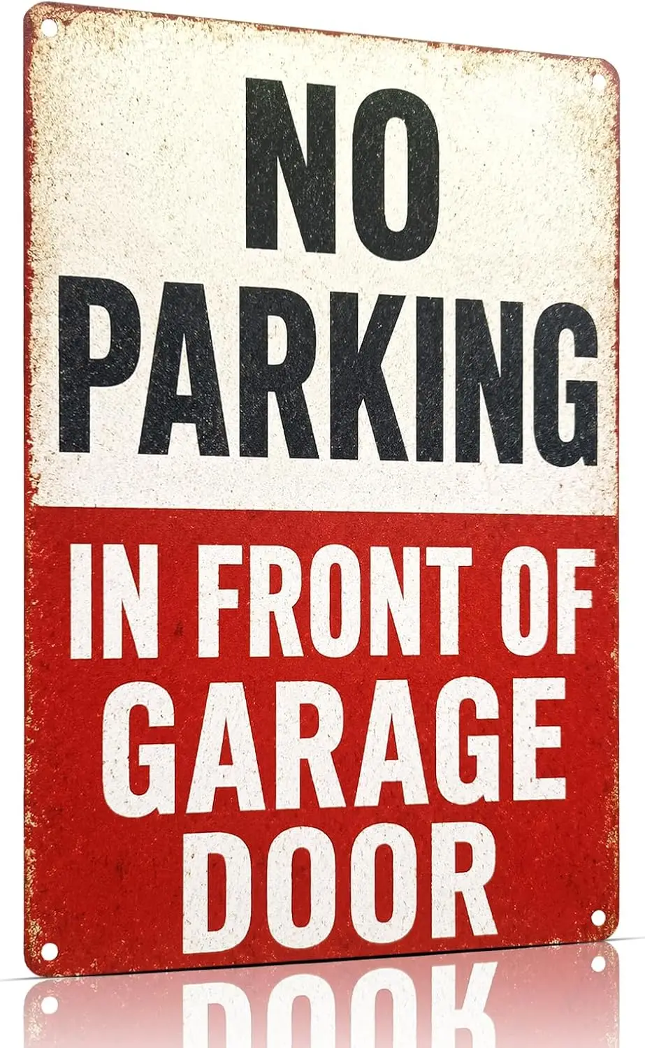 No Parking In Front of Garage Door Sign  | Vintage Driveway Notice Sign for Garage, Carport, Gate, Workshop, Home Exterior Tin S