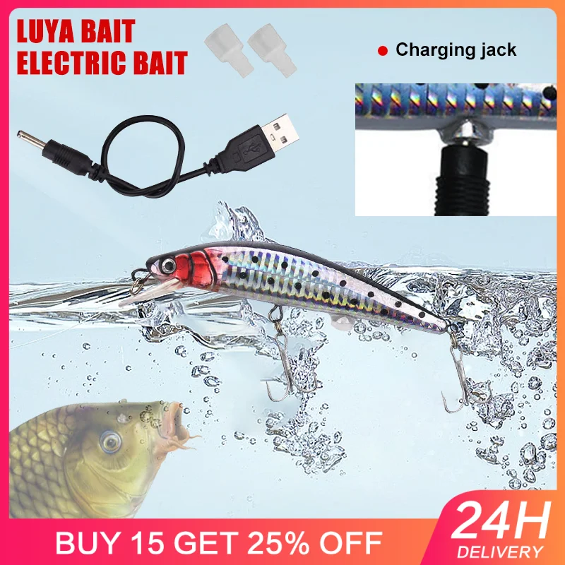 New Electric Luya Fishing Lures USB Charging Swing With Hook Simulation Fishing Bait Anti-rust Fishing Hook Perch Fishing Bait