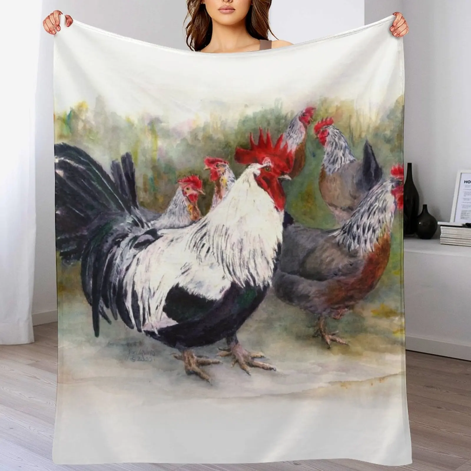 

Dorking poultry (fowl, chickens, chooks) Throw Blanket Hairy Cute Shaggy Bed linens Blankets