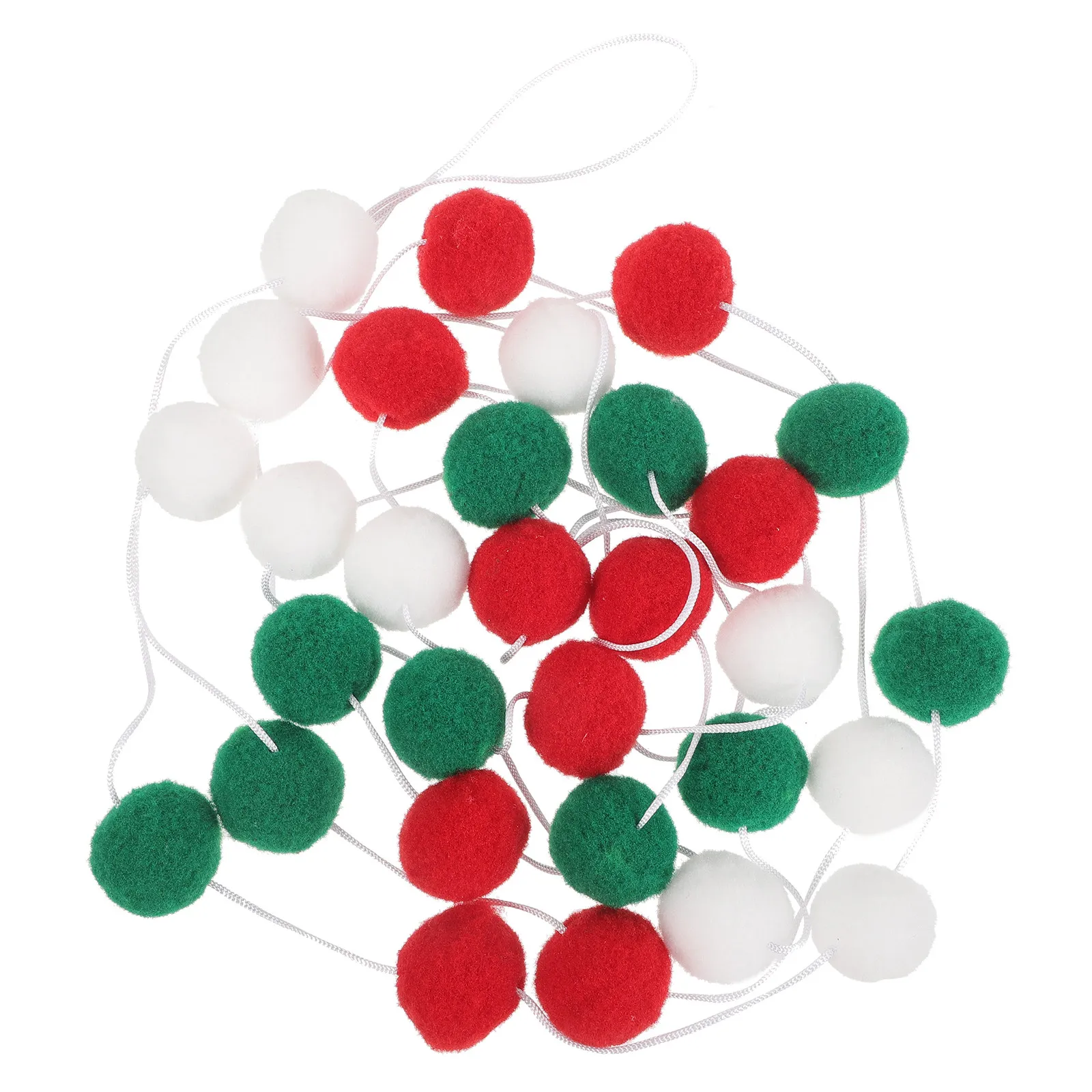 Christmas Pom Pom Garland Adjustable Hanging Balls Banner Xmas Tree Fireplace Wall Decoration Garland Xmas Ball Banner