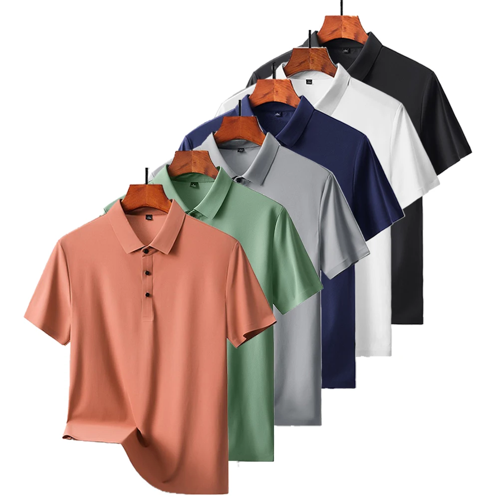 Solid Casual Golf Polo Shirts Men High quality Seamless Short-sleeved Lapel T-shirts Office Streetwear Tees golf Shirts Summer