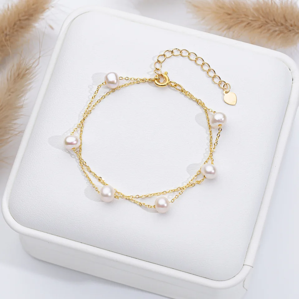 Hengsheng 4-5mm Freshwater Pearl Bracelet for Women 15cm Length 3cm Adjustable Pearl Bracelet Jewelry Gift 2025 New Arrivals