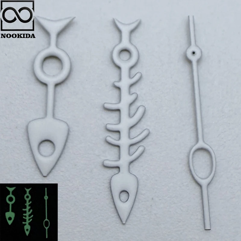 NOOKIDA Green Luminous 3 Needles White/Black Fishbone Watch Hands Watch Hands Fit NH36 NH35 Movement Men Mechanic Watch Part