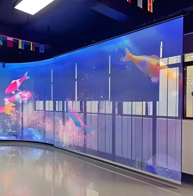 

Customization.Clear Transparent LED Video TV Wall P3.91mm Indoor LED Mesh Curtain Digital Signage Displays Led Screen P3.91