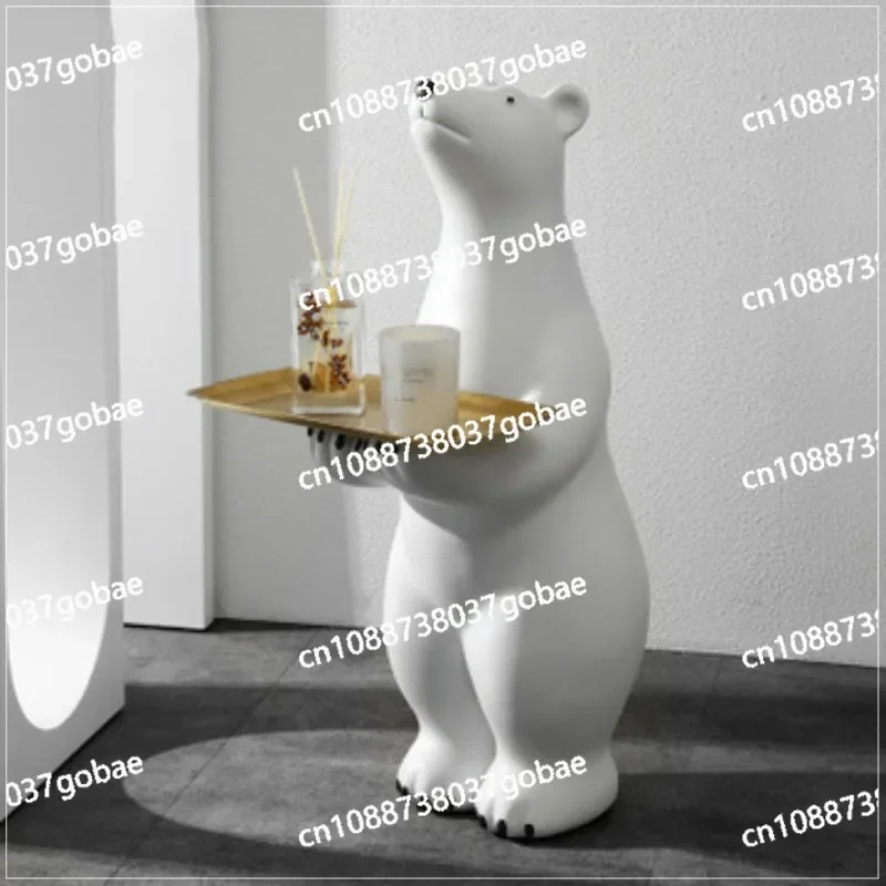 

Polar Bear Floor Ornament Creative Standing Storage Tray Living Room Porch Home Ornament Decoration Housewarming Gift