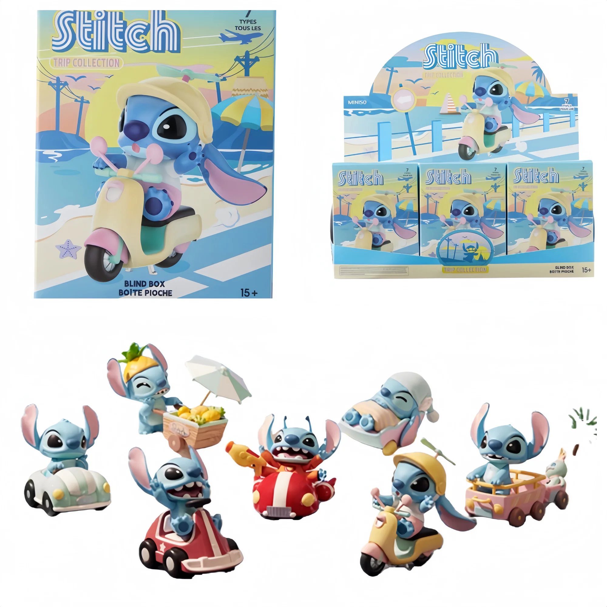 

Disney Stitch Series слепая коробка мультфильм милая 3D кукла летняя пляжная серия настольные украшения украшения автомобиля подарки на день рождения