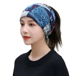 Fall Winter Hat Hip Hop Print Elastic Dual Use Windproof Ponytail Hole Cycling Neck Warp Neck Warmer  한국 가을옷