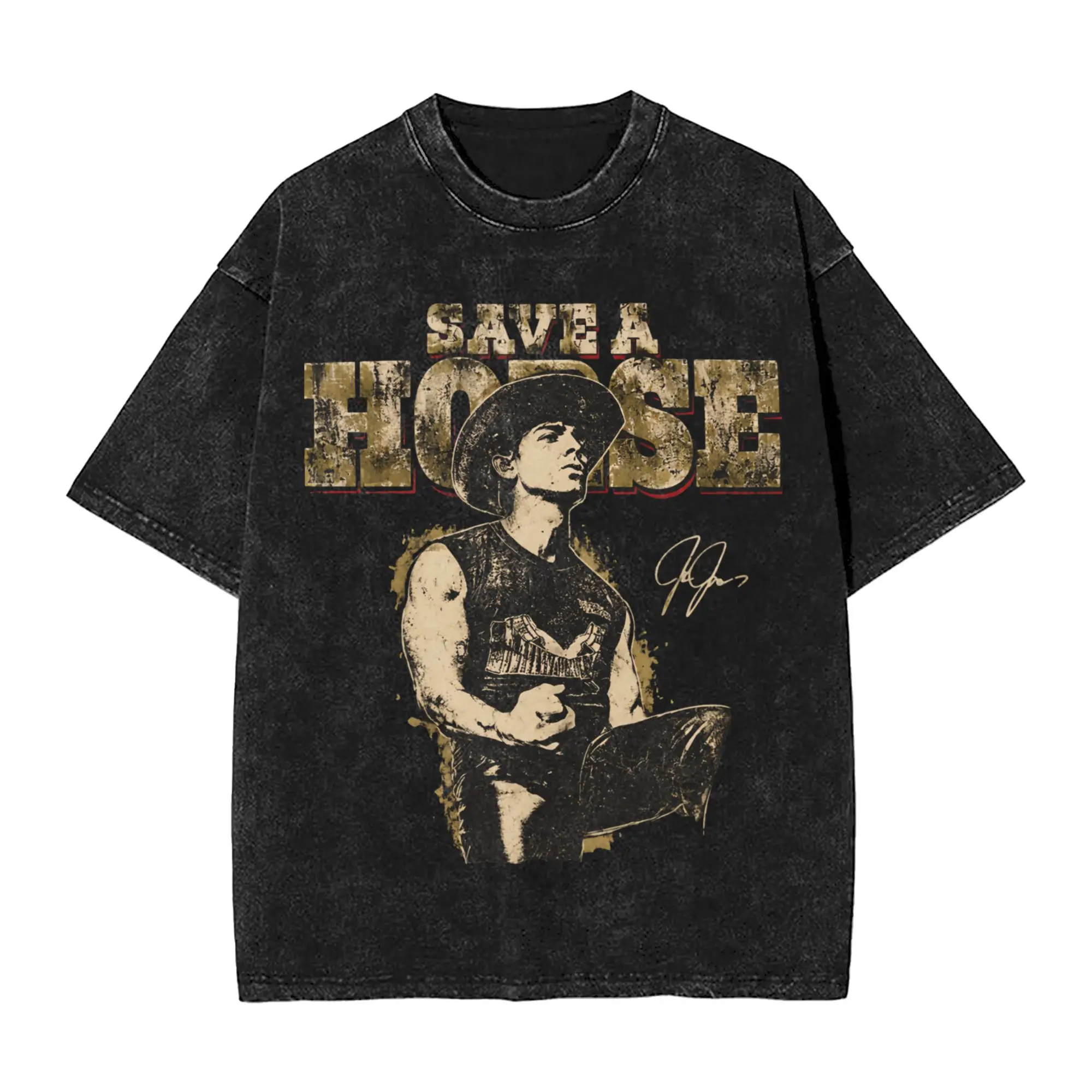 Save a Horse Cowboy Joe Jonas  Merch Washed T Shirt for Men Women Streetwear Hip Hop T-Shirt Summer  Tee Shirt Short Sleeve