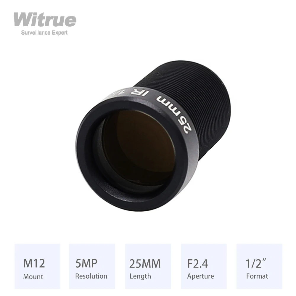 Witrue – objectif CCTV HD 5.0 mégapixels 25mm M12, 1/2 pouces F2.4 pour caméras IP, longue Distance de vision jusqu\'à 50m