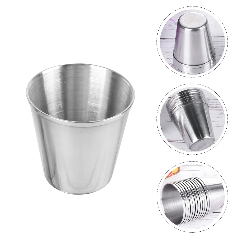 6 Pcs Metal Stainless Steel Glass Travel Portable Coffee Cup Camping Tumblers Drinking