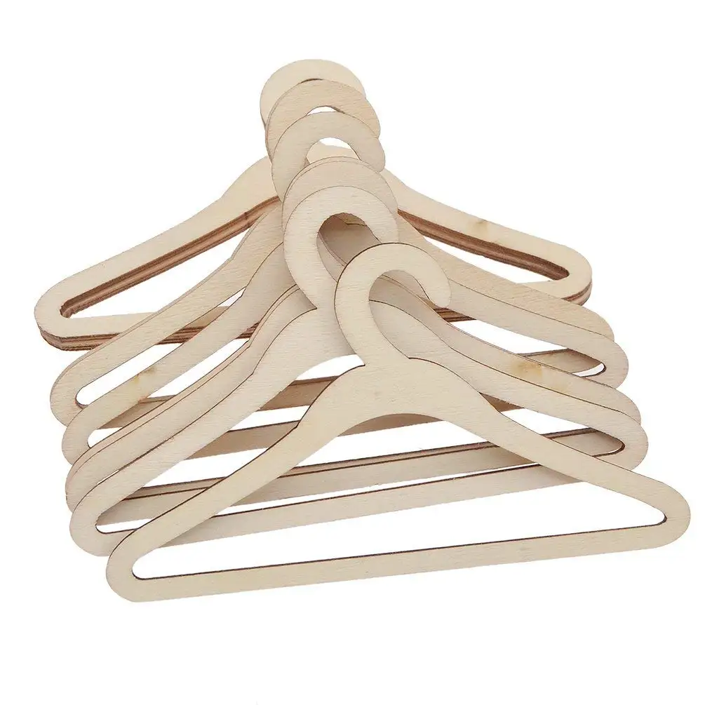 Lot 10 pcs Wooden hangers Coats Jackets For Dolls (15 cm # 1)