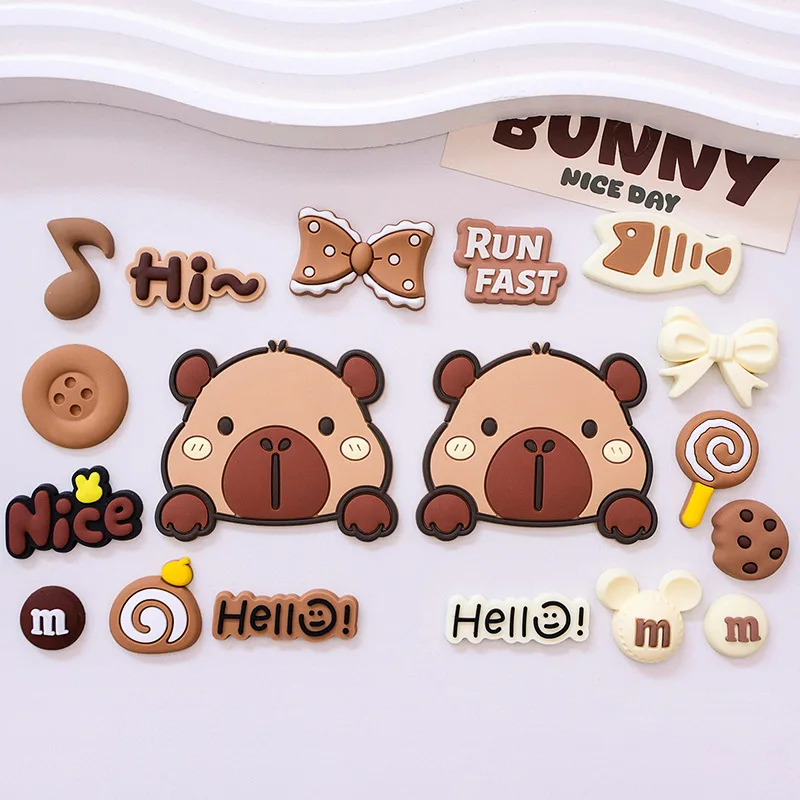 Capibara Animal Relax divertidos dibujos animados lindos adornos para zapatos para zuecos sandalias zapatillas DIY decoración zapato hebilla para regalos de amigos