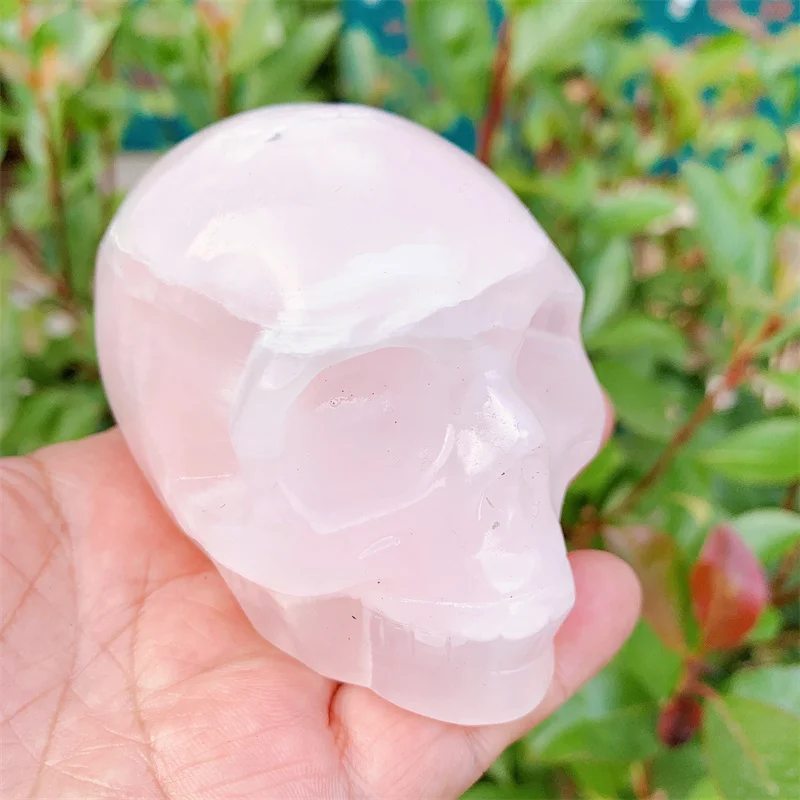 Natural Calcite Skull Carving Sculpture, Healing Gemstone, Crystal Crafts, Home Decoration Ornament, 1PC, 0.493kg
