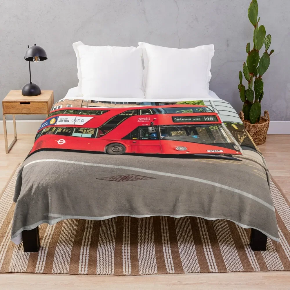 

Red London Double Decker Bus, Route 148 to Camberwell Green Throw Blanket Soft Warm Blanket Gift for Grandparents