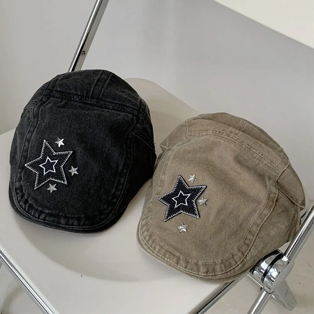 

Регулируемые ретро милые крутые шляпы Y2k со звездами INS, винтажные шляпы в стиле Харадзюку, шикарные береты корейского художника, женские кепки