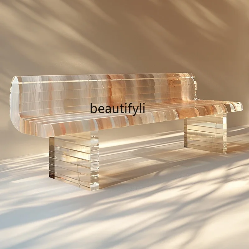 Transparent resin designer furniture clothing store rest shoe changing stool hotel clubhouse hot spring resort benchHY