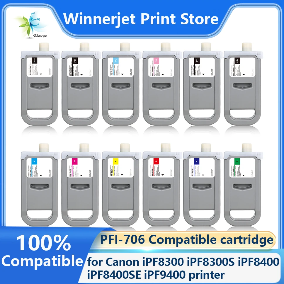 Winnerjet PFI706 PFI-706 Compatible Ink Cartridge for Canon IPF8300 IPF8300S IPF8400 IPF8400SE IPF9400 IPF9400S IPF8410s Printer