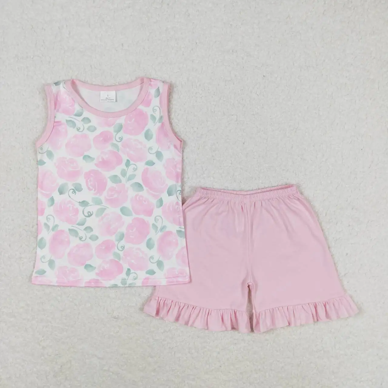 

GSSO0975 Toddler Girls Clothes Short Sleeve Top With Shorts Set Kids Girls Summer Outfits