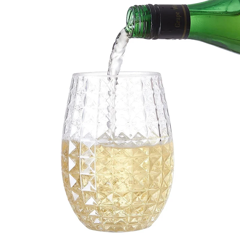 Transparent Wine  Cocktail Juice Drinking Plastic Cups 12OZ Unbreakable Reusable for Outdoor Pool Party Picnics